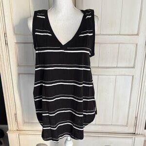 Mud Pie Black and White Striped Tank Top